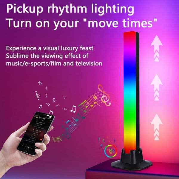 2 Pack RGBIC LED Light 30cm Room Decor Mood Night Light Music Ambient Lamp Desktop Pickup Light for TV PC Gaming