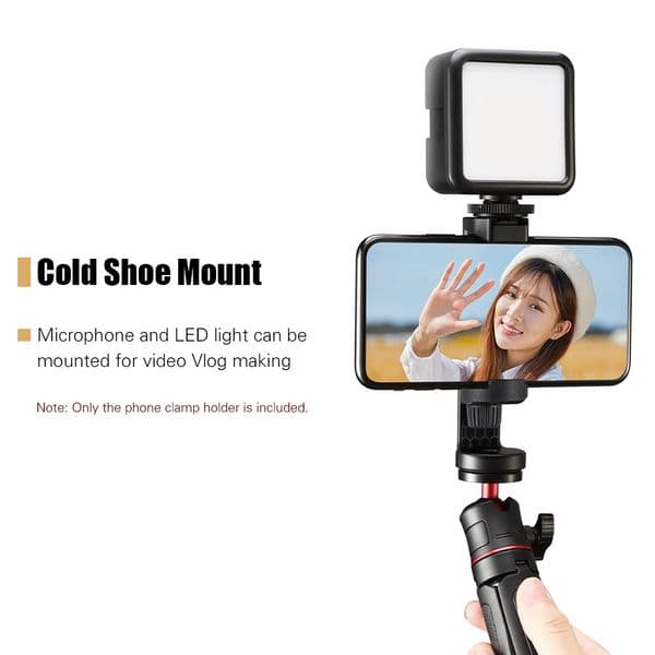 Phone Clamp Holder 360° Rotatable Horizontal Vertical Shooting with Cold Shoe Universal 1/4 Mounting for Microphone LED light