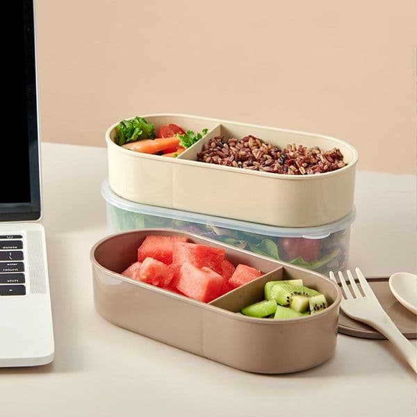 WORTHBUY 2025 Plastic Lunch Box 400ML Student Office Workers new Fat Reducing Bento Box Portable Salad Box Microwave Heating Safe