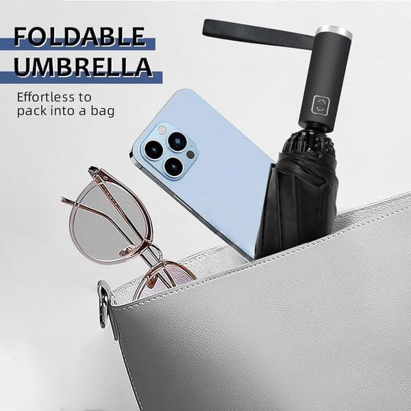 Automatic Car Reverse Umbrella, Wind Protective Travel Umbrella, 12 Bone Portable Compact Umbrella with Safety Reflective Strip