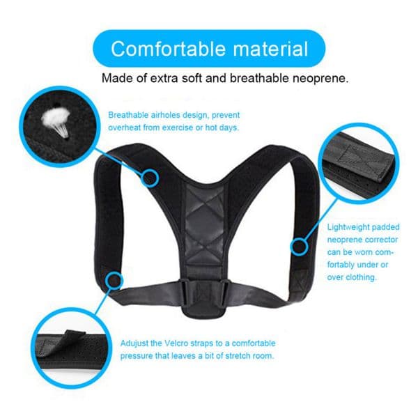 PU Sitting Posture Corrector Adjustable Shoulder Training Corrector Protable Elastic Breathable Sponge for Home Office Supplies