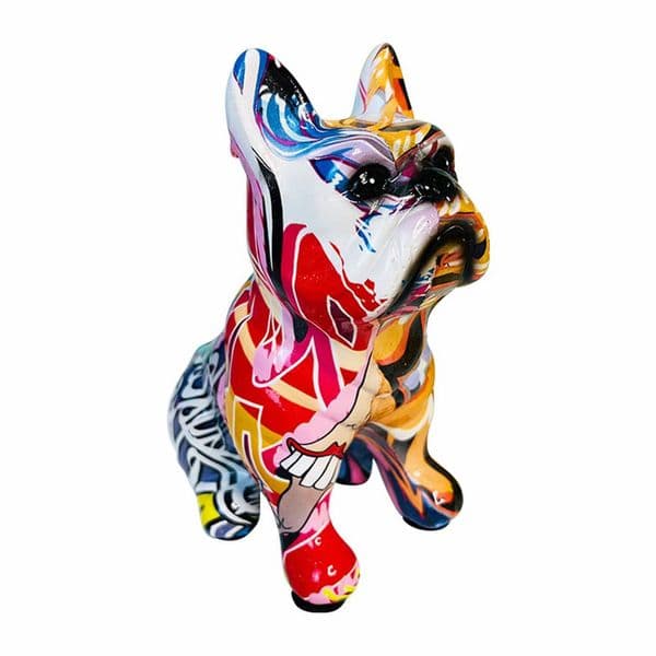 Colorful Dog Statue French Bulldog Figurines Desk Ornaments Resin Animal Sculpture Figurine Art Crafts Living Room Home Decor
