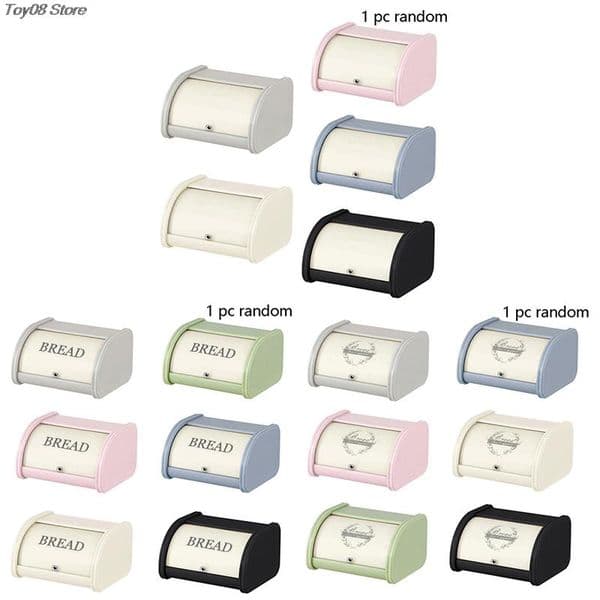 Random 1PC Plastic Mini Doll House Furniture Accessories Vintage Bread Storage Box Dollhouse Kitchen Model Pretend Toys