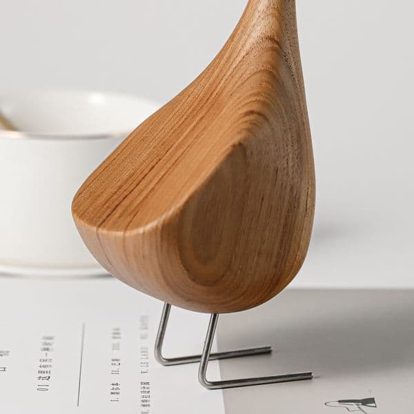 Nordic Wooden Goose Figurines Abstract Teak Wood Sculpture Lovely Couple Figures Nature Animal Ornaments For Home Decoration