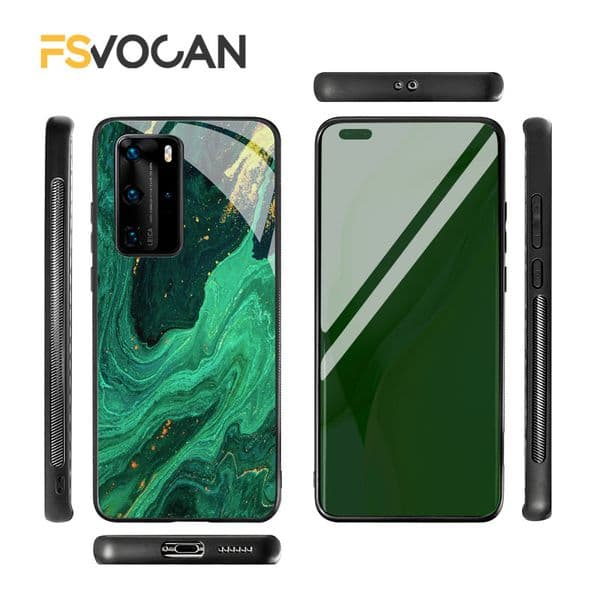 Emerald Green Jade Stone Pattern Phone Case For Huawei P30 P40 P20 Lite E Pro Honor 50 10X 10 10i Mate 20 30 Plus 8X 9X Nova 5T
