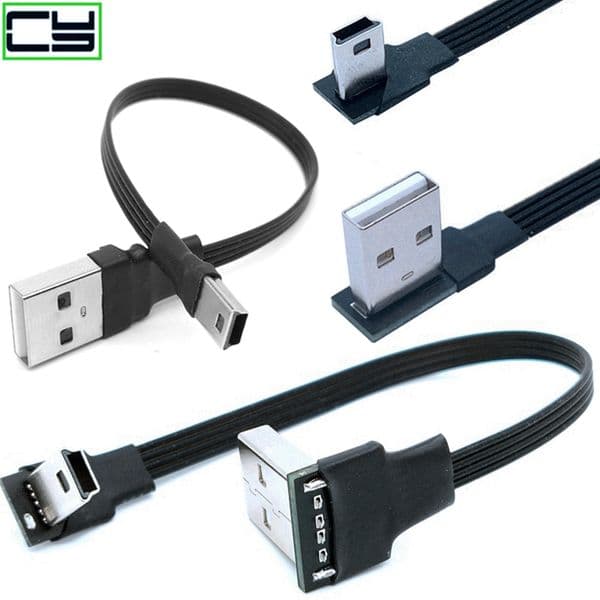 USB Data Cable A Male to Mini USB B 5Pin Male 90 Degree MP3/ Left / Right Angle Adapter Charge Sync 0.25M 0.5M1M