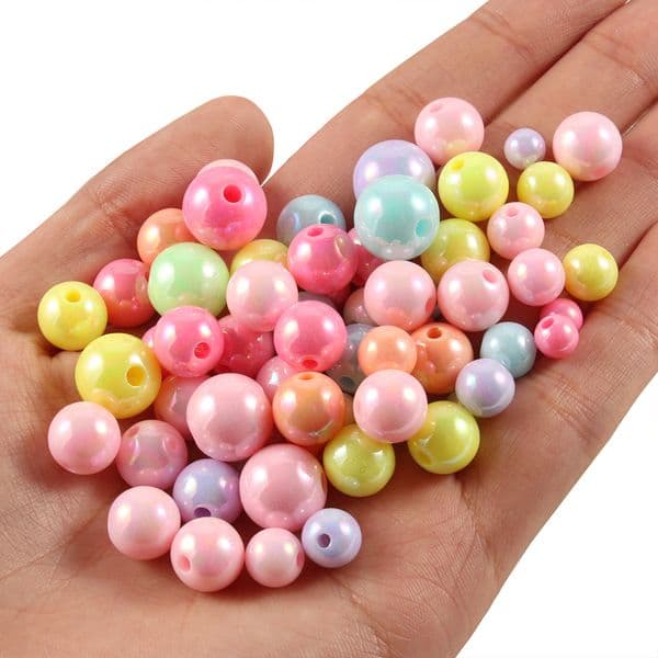 6/8/10/12mm AB Candy Color Acrylic Round Beads Loose Spacer Beads For Jewelry Making Diy Necklace Bracelet Accessories