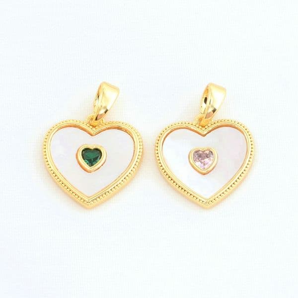 12x16MM 14K Gold Color Plated and Sheel Heart Shape Connect Charms Pendants Jewelry Making Supplies Diy Accessories