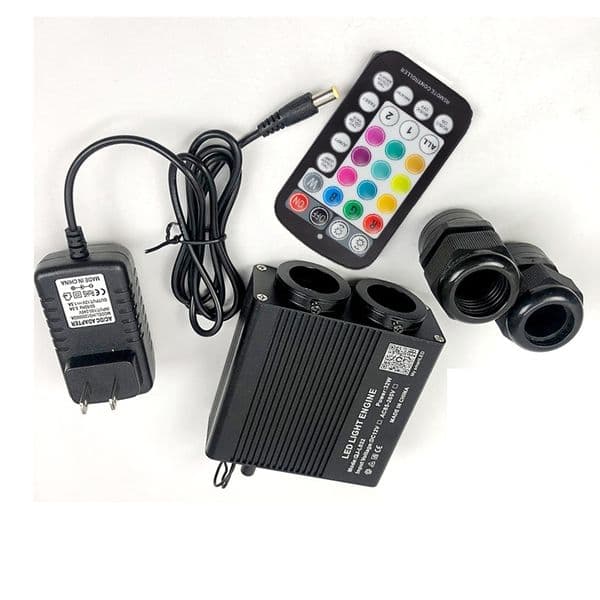 NEW Optic Fiber Lights Double Heads Smart APP Twinkle Light engine RF control Cable Starry Effect Ceiling RGBW WAPP LED QJ-L032