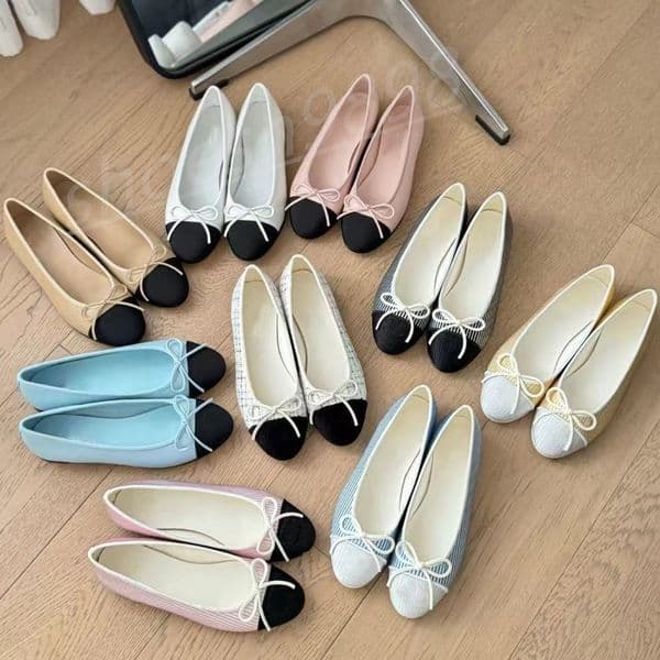 Leather sole ballet flats new color Designer wedding Dress shoes 100% cowhide Ballet Flats top quality Loafers fashion women black Flat boat sandal Lady Dance shoe