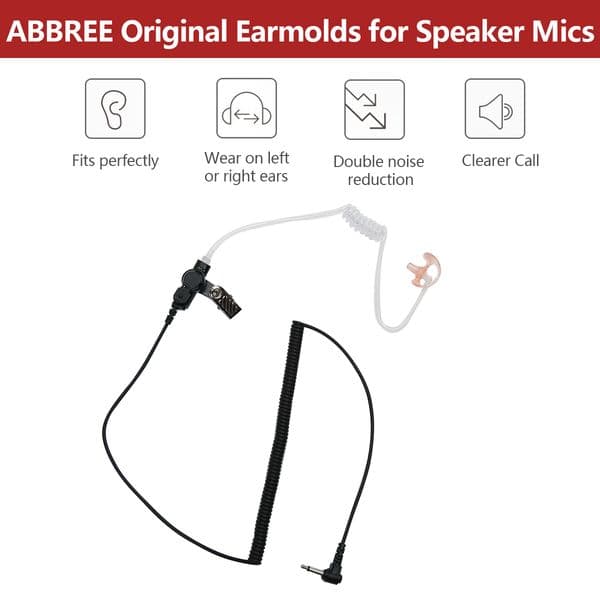 ABBREE 3pairs Silicone Replacement Headset Earmold Earplug for Air Acoustic Coil Tube Earpiece Ham BaoFeng Walkie Talkie Two Way