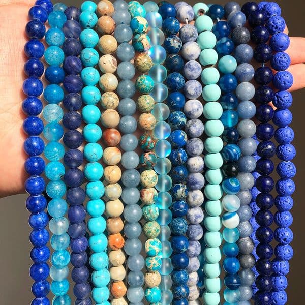 Natural Stone Blue Apatite Aquamarine Amazonite Lapis lazuli Turquoises Round Beads For Jewelry Making DIY Charms Bracelets 15"