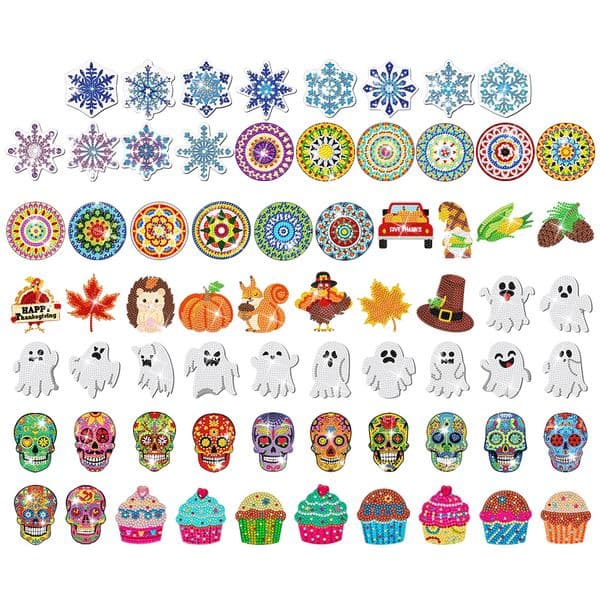 8/12PCS Full Drill Fridge Magnets Sticker Snowflake Diamond Painting Magnets Refrigerator Dessert Cake for DIY Crafts Party Gift