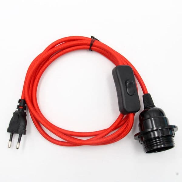 2m/2.5meters Europe Plug Power Cord with Line Switch E27 Threaded Lamp Holder Bulb Socket For Hanging Light Cord Set