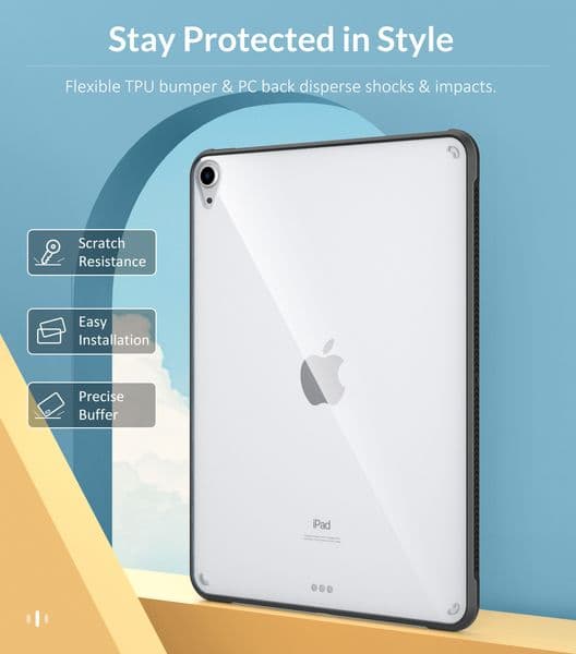 Case For New iPad 10.9 (iPad Air 4th Gen 2020)Flexible TPU Shell with Air-Pillow Edge Bumper,Slim Transparent Hard PC Back Cover