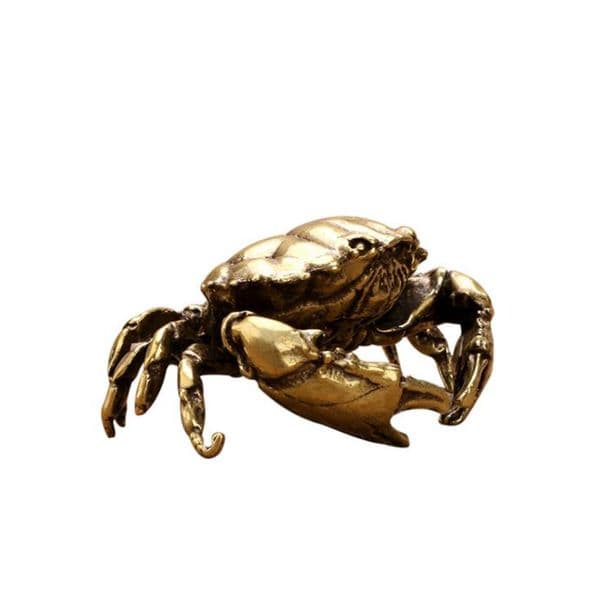 Copper Crab Statue Miniature Figurines Vintage Home Decor Ornament Antique Brass Animal Desktop Tea Pet Office Crafts Decoration