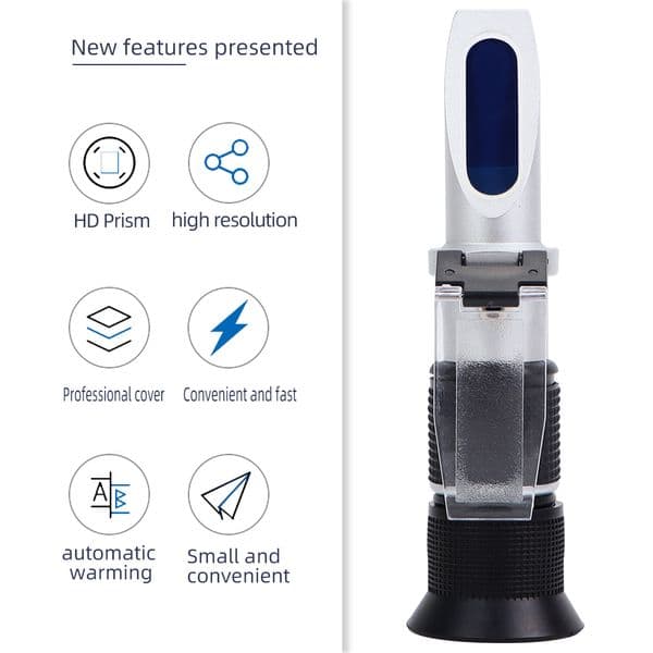 Handheld Sugar Refractometer 0-90% Brix Content Juice Liquids Tester with ATC Measurement Tool Sauce Meter for Honey Retail Box