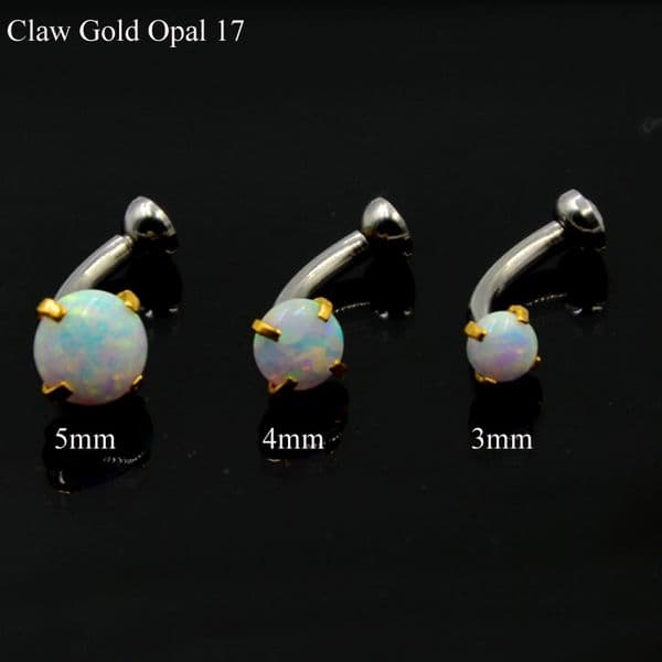 1pc Opal and CZ Gem Eyebrow Barbell Ring Ear Tragus Cartilage Earring Stud Body Piercing Jewelry with Internally Thread 16g