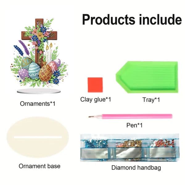 Happy Easter Diamond Painting Ornament Kits Cross Easter Egg Desktop Diamond Art Rhinestone Embroidery Easter Decoration