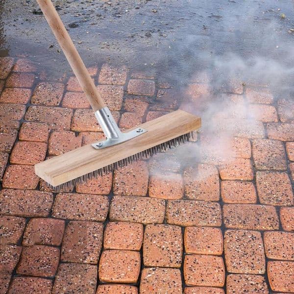 Wire Floor Brush 30cm Floor Wire Broom Portable Garden Cleaning Broom Reusable Scratch Brush Leaf Rake With Wooden Handle Socket