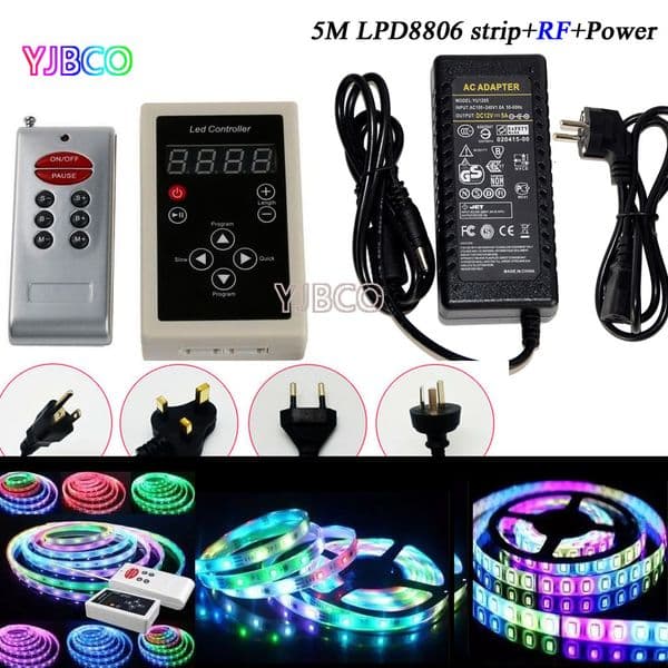 5M LPD6803 Dream color 150leds IP30/IP65/IP67 LED 5050 RGB Car Ligh Strip t+133 Change RF Controller +12V 5A power
