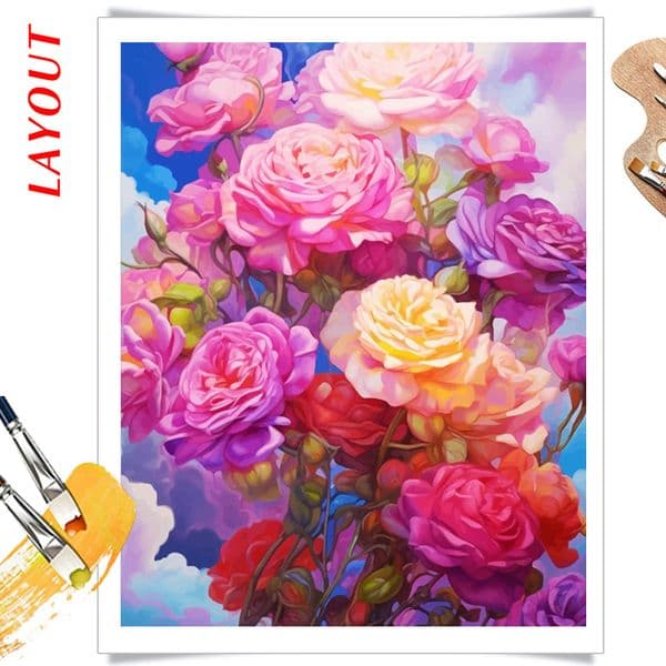 AZQSD Painting By Numbers Rose Digital Painting On Canvas Flower Acrylic Handpainted Painting Art Home Bedroom Wall Artwork Gift