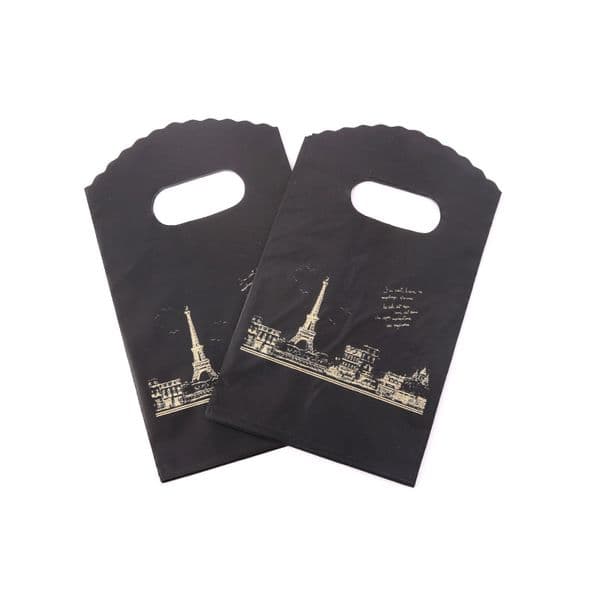 50Pcs/Lot Multi Designs Small Plastic Bag 9x15cm Boutique Gift Bag With Handles Nice Charms Earrings Jewelry Packaging Bags