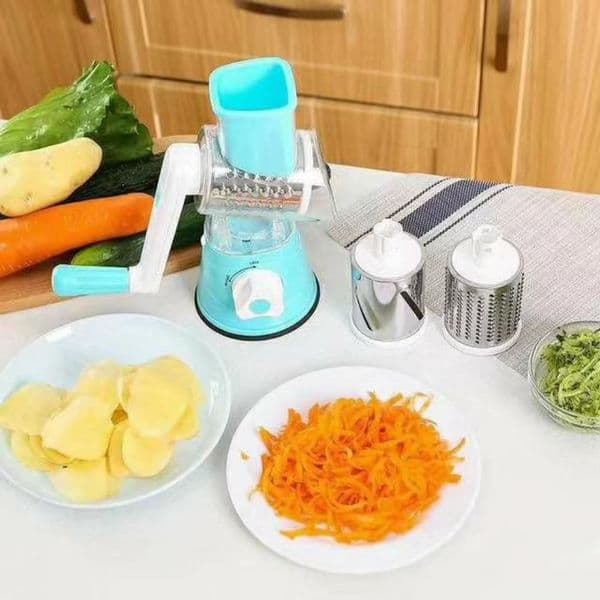 Rotary Vegetable Slicer Cutter Manual Kitchen Cheese Chopper Machine With 3 Sharp Drums Multifunctional Garlic Potato Shredder