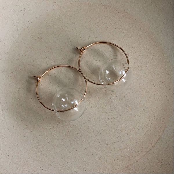 Original Colorful Glass Ball Small Hoop Earrings For Women 2022 Simple Style Bubble Earings Jewelry Bijoux
