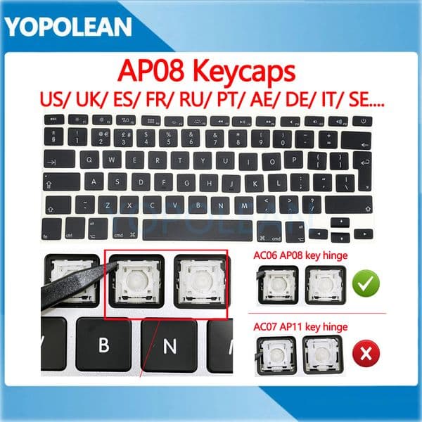 New AP08 Keycaps For Macbook Air Pro Retina 13" 15" A1369 A1466 A1398 A1425 A1502 2012-2015