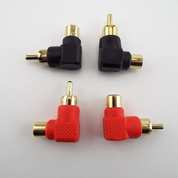 90 Degree gold plated RCA Male To Female Right Angle Connector Plug Adapters M/F 90 Degree Audio Adapter