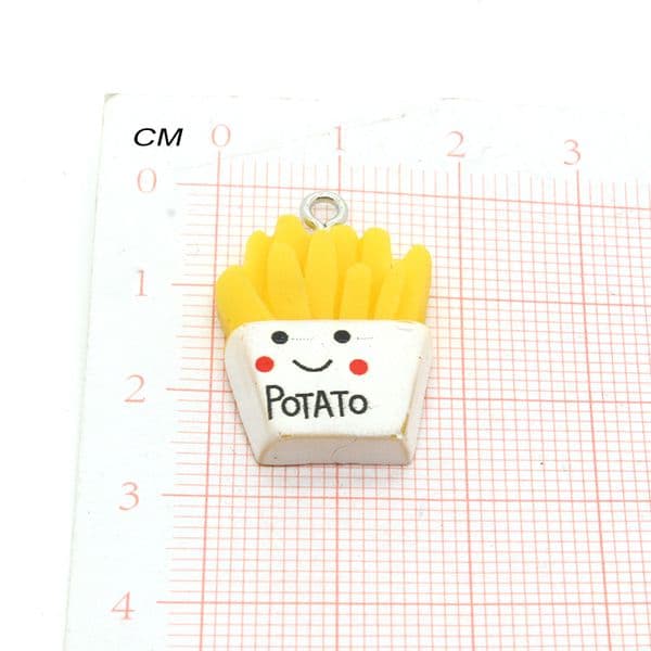 10pcs Lovely Potato Chips Resin Food Charms Happy Face Letter Cute Earrings Necklace Keychains Pendant Diy Jewelry Accessories
