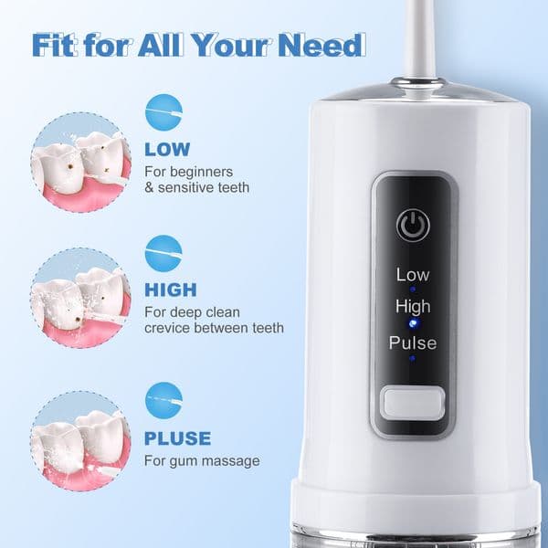 3 Modes Portable Oral Irrigator 230ml Collapsible Dental Water Flosser USB Charge Irrigator Dental Water Floss Tip Teeth Cleaner
