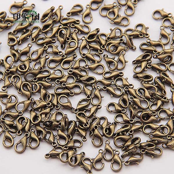 10/12/14/16/18/21mm Antique Brass Metal Lobster Clasps Claw Hook Vintage Plated Nickle Lead Free DIY Jewelry Making Finding 1120