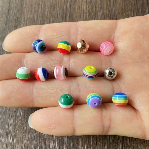 JunKang 240pcs 8mm 12 kinds of acrylic colorful spacer beads DIY bracelet rosary necklace loose beads jewelry connector
