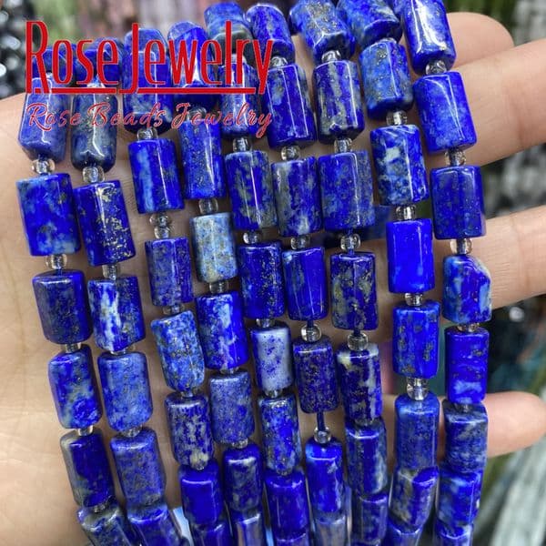 Natural Lapis Lazuli Faceted Blue Stone Beads Cylinder Loose Spacer Beads For Jewelry Making DIY Bracelets Necklace Accessories