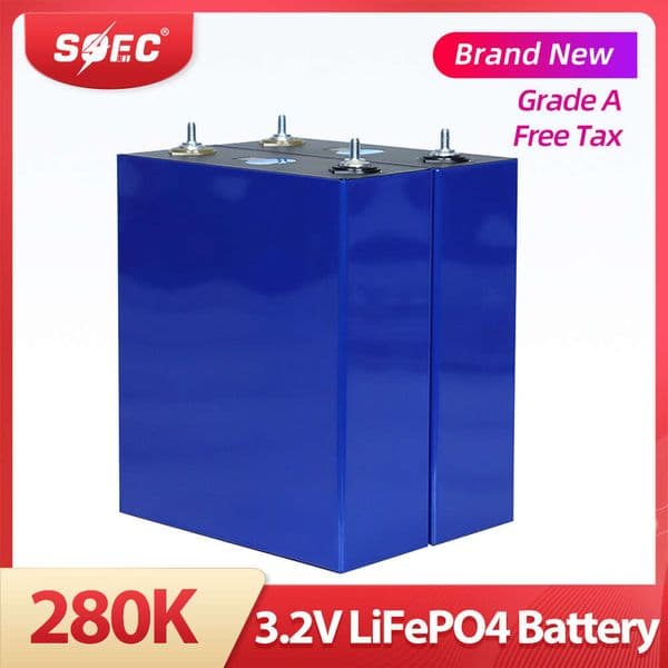 4-16PCS SOEC 3.2V 280Ah Lifepo4 Battery 6000 Cycles Rechargeable Batteri DIY 12V 24V 48V Battery Pack for RV EV with Busbars