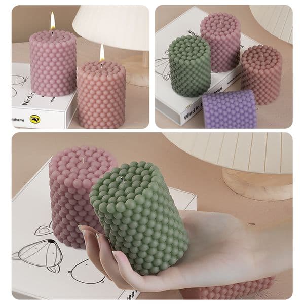 2 PCS Bubble Candle Mould Silicone, Pillar Candle Moulds for Candle Making Epoxy Resin Moulds Cylinder Candle Molds for Making 3