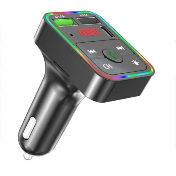 Mp3 car Bluetooth Fm transmitter colorful atmosphere light multi-button cigarette lighter F3 car charger Pd fast charging auto parts