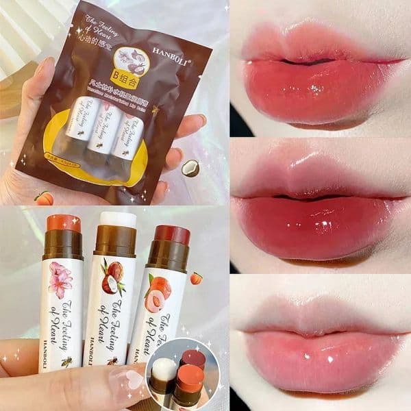 Colored Lip Balm Set Moisturizing Clear Rose Black Tea Lipstick Primer Nude Makeup Cute Jelly Fruity Tinted Lip Gloss Lip Care