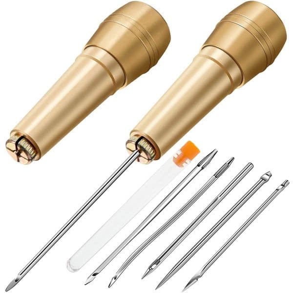Copper Awl Set Leather Canvas Tent Shoes Sewing Awl Tapered Tools Leather Craft Needle Kit Repairing Tool Sets Hand Stitching