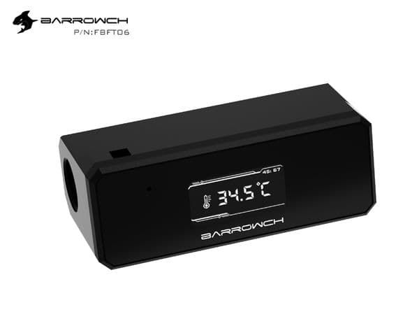 Barrowch TFT Digital Display Water Flow Speed Meter Water Cooler System with screen Double G1/4'' Thermometer FBFT06