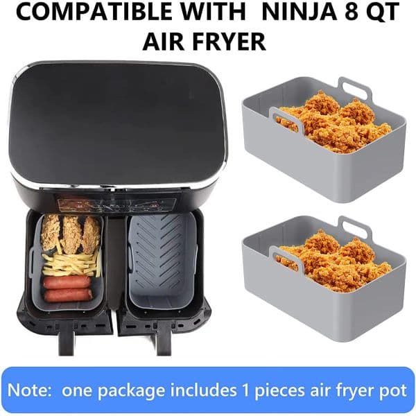 Air Fryer Silicone Pot Silicone Air Fryer Basket Heat Resistant Replacement Basket Grill Pan Air Fryer Oven Accessories BPA Free