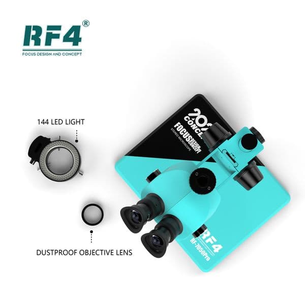 RF4 2023 New 7-50X Microscope With 6 Mechanical Gear Zoom Locking Knob 2K CCD Microscopio Camera For Motherboard Repair