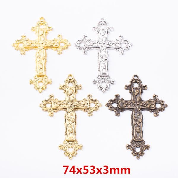 3pcs Vintage Antique cross zinc alloy charms pendant DIY Bracelet Necklace metal jewelry accessories 7365