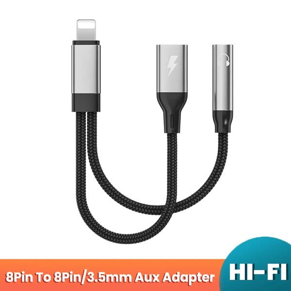 2in1 3.5mm AUX Cable Adapter For iPhone 14 13 12 Pro 8-Pin To 3.5mm Charging Calling Audio Aux Splitter for iOS 13 Above Adapter