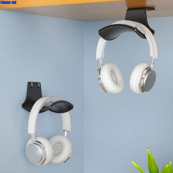 Universal Wall Mounted Headphone Hanger Headset Holder Under Desk Backpack Hook Earphone Display Stand with Nail-free Glue/Screw