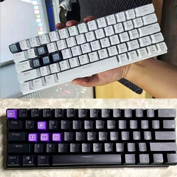 5PCS ESC+WASD Keycaps Set Height Backlights Through Keycaps Replaces for Mechanical Keyboards