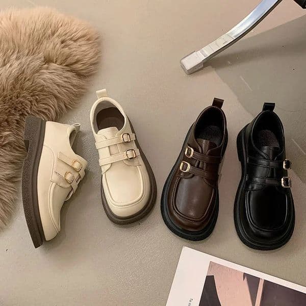 Comemore 1950s French Small Leather Women English Style Retro One-band Marilyn Shoes Spring Soft-soled Loafer 71f6