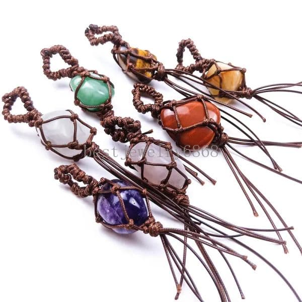 Irregular Natural Crystal Stone Handmade Pendant Key Rings Keychains For Women Men Jewelry Bag Car Decor Fashion Accessories